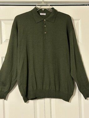 Mens GRAN SASSO Sz XL Green Wool Cashmere Blend Sweater